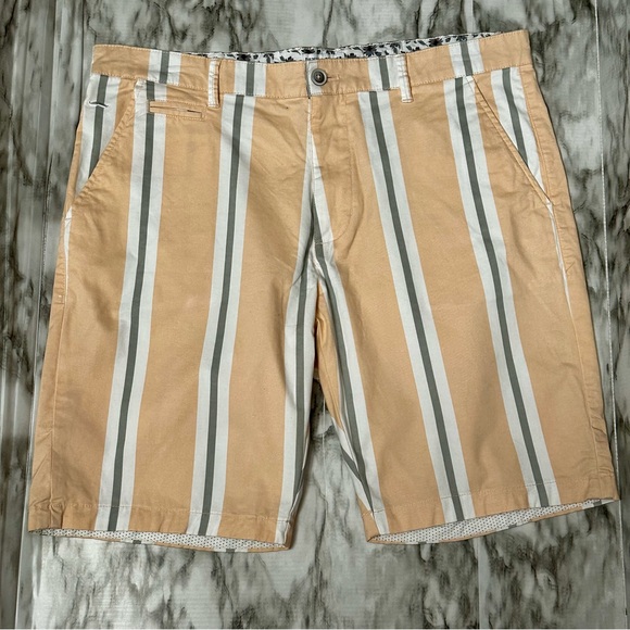 Denim And Flowers Preppy Flat Front Striped Shorts Mens Size 36 Vacation Cruise - Picture 2 of 10